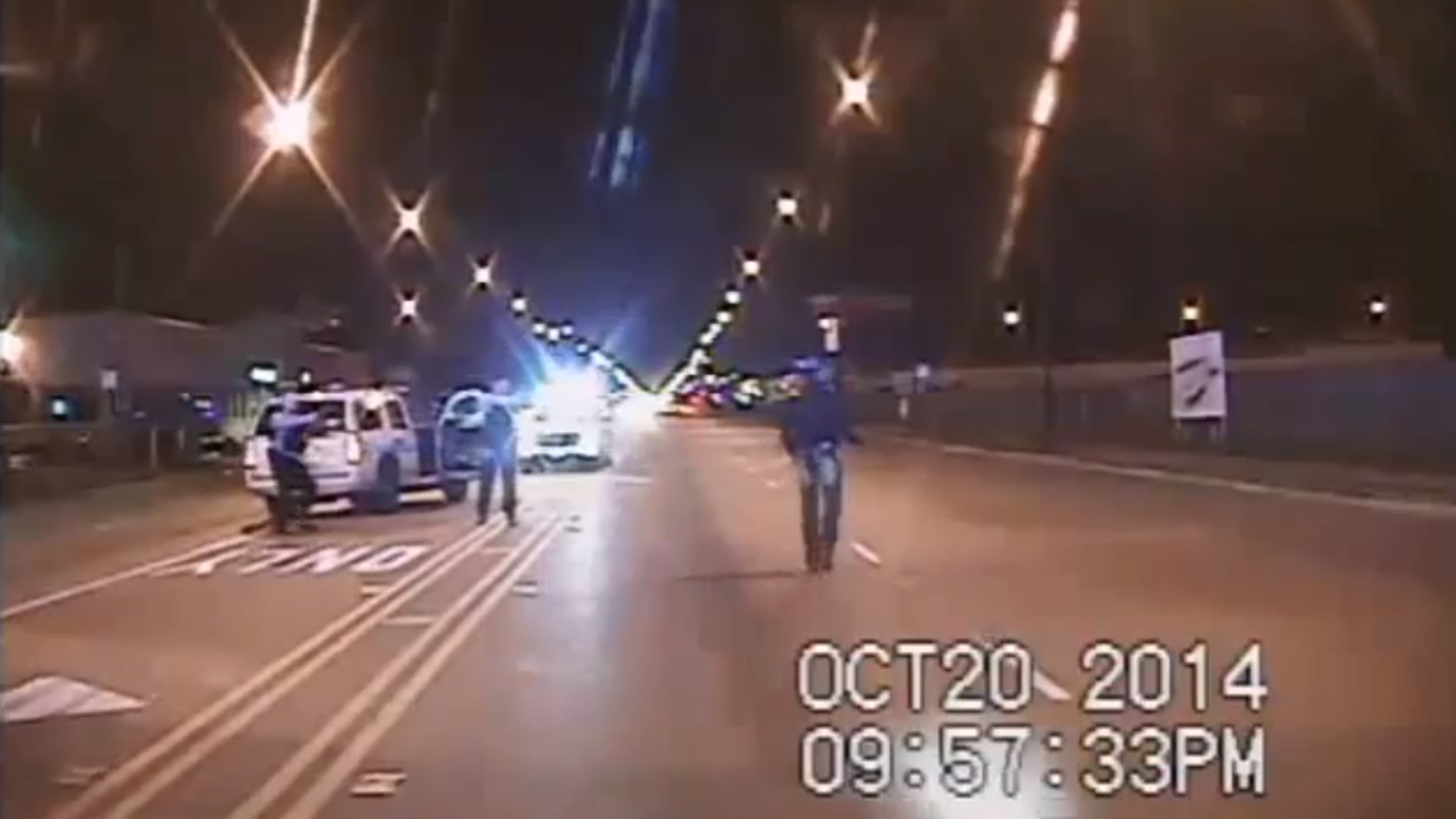 A moment before the fatal police shooting of Laquan McDonald in October 2014 is shown in a still from video released by police on Nov. 24, 2015.