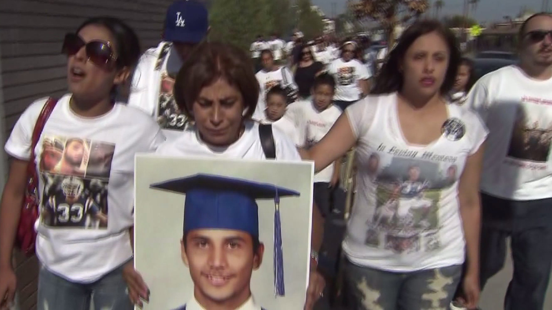 One year after Gabriel Soto was shot and killed in East L.A., family held a memorial march on March 25, 2014. (Credit: KTLA)