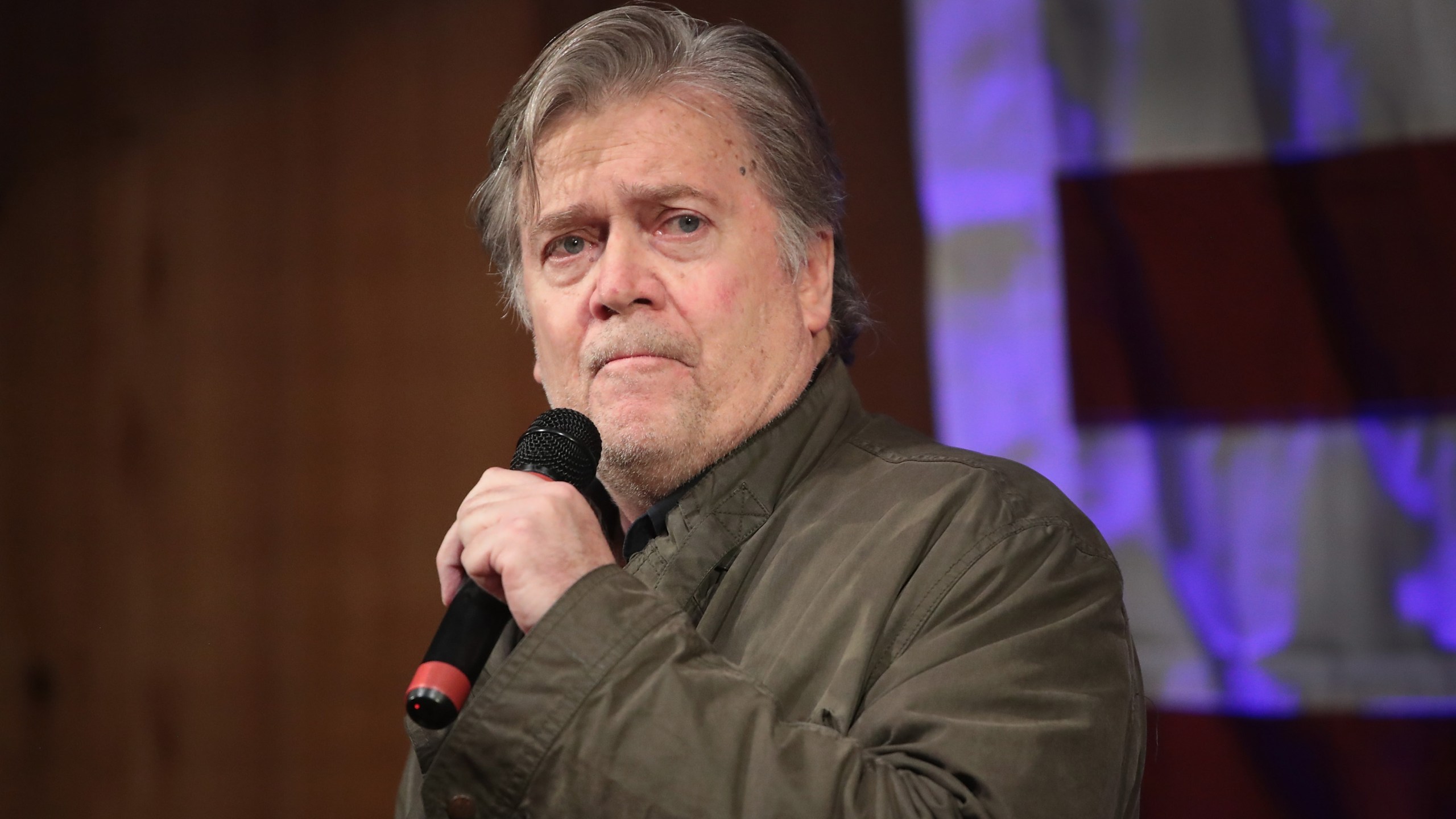 Former adviser to President Donald Trump and executive chairman of Breitbart News, Steve Bannon, speaks at a campaign event for Republican candidate for the U.S. Senate in Alabama Roy Moore on Sept. 25, 2017 in Fairhope, Alabama. (Credit: Scott Olson/Getty Images)