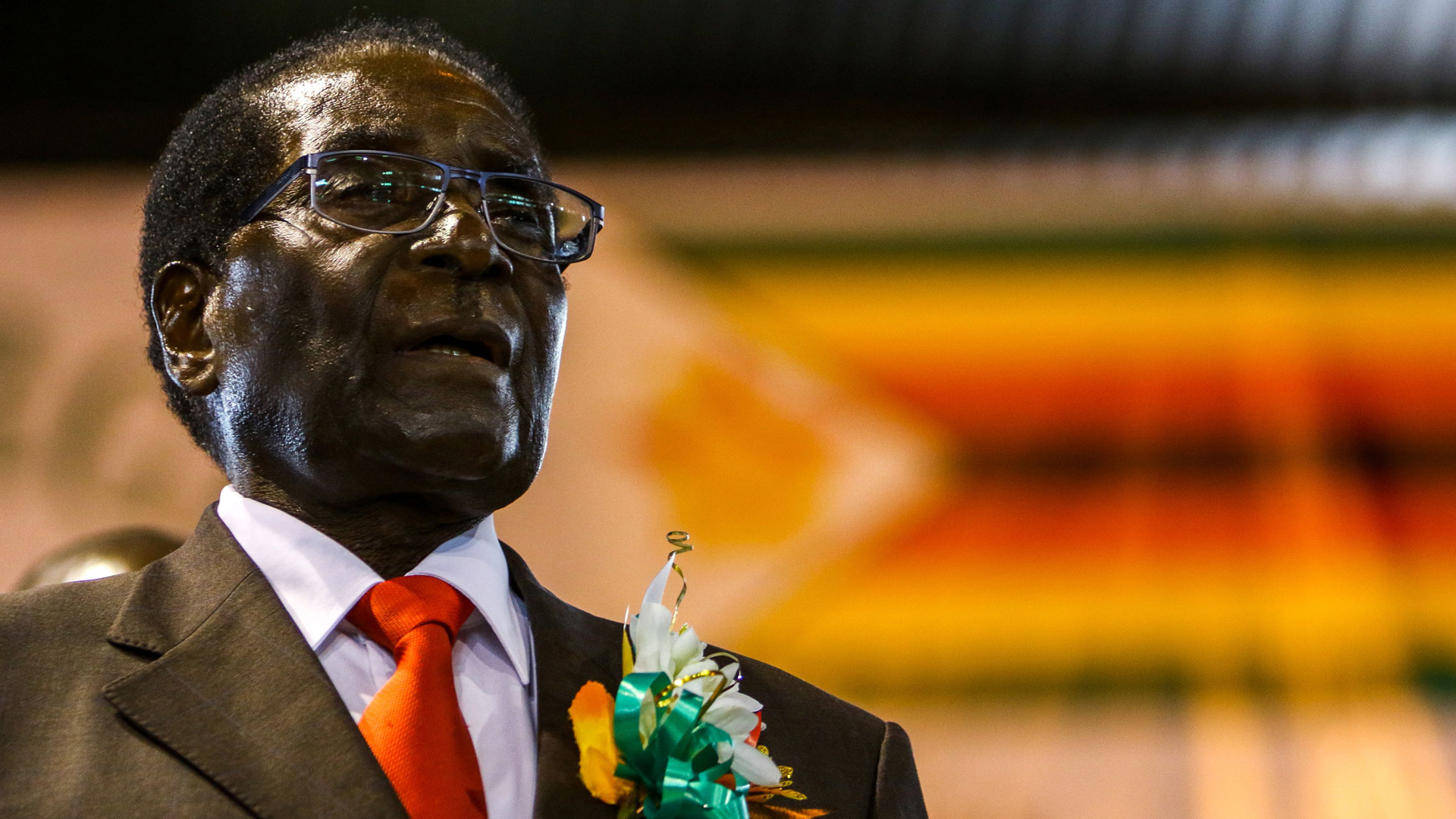 Zimbabwe President Robert Mugabe attends a meeting with the Zimbabwe National Liberation War Veterans Association on April 7, 2016 in Harare. (Credit: Jekesai Njikizana/AFP/Getty Images)