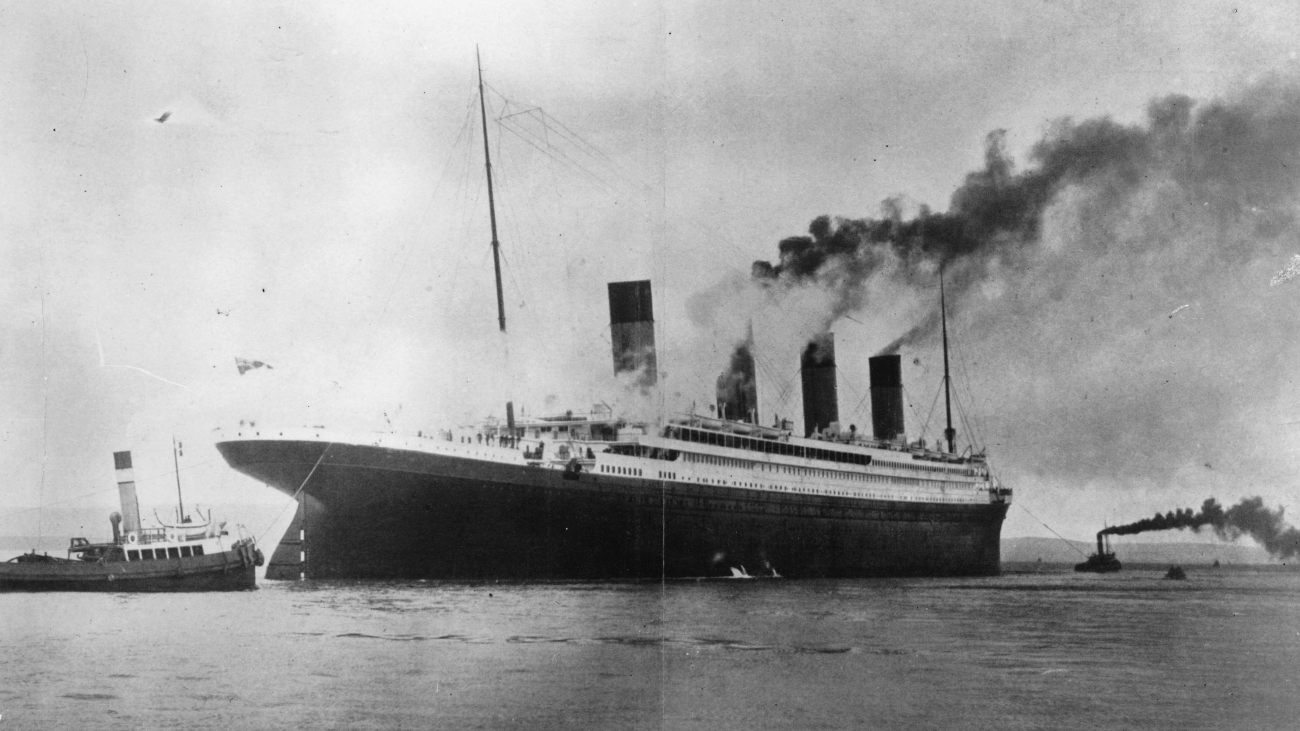 The Titanic is seen in Belfast Lough in 1912. (Credit: Topical Press Agency/Getty Images)