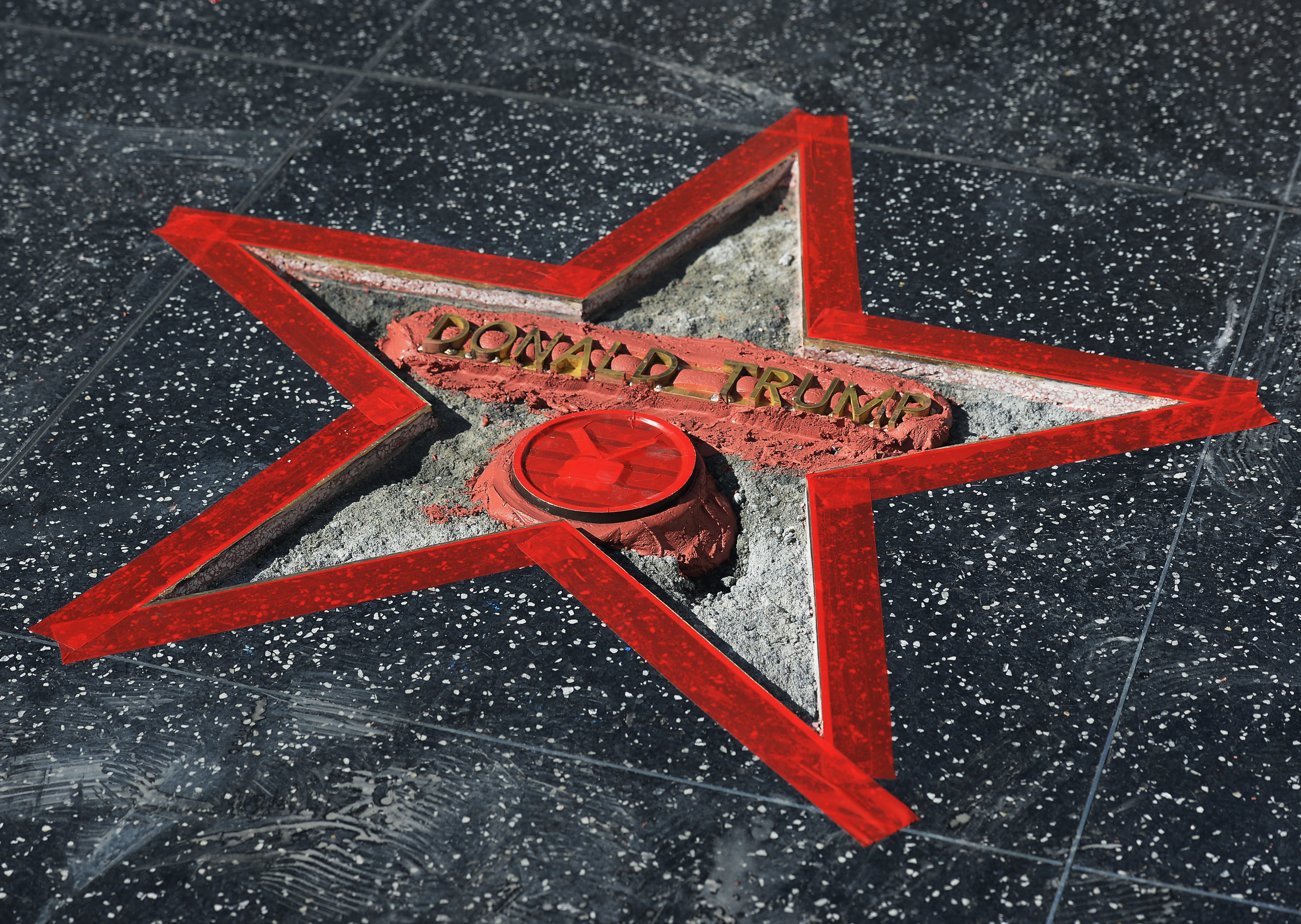 Donald Trump's Hollywood Walk Of Fame Star is repaired after it was vandalized October 26, 2016 in Hollywood. (Credit: Kevork Djansezian/Getty Images)