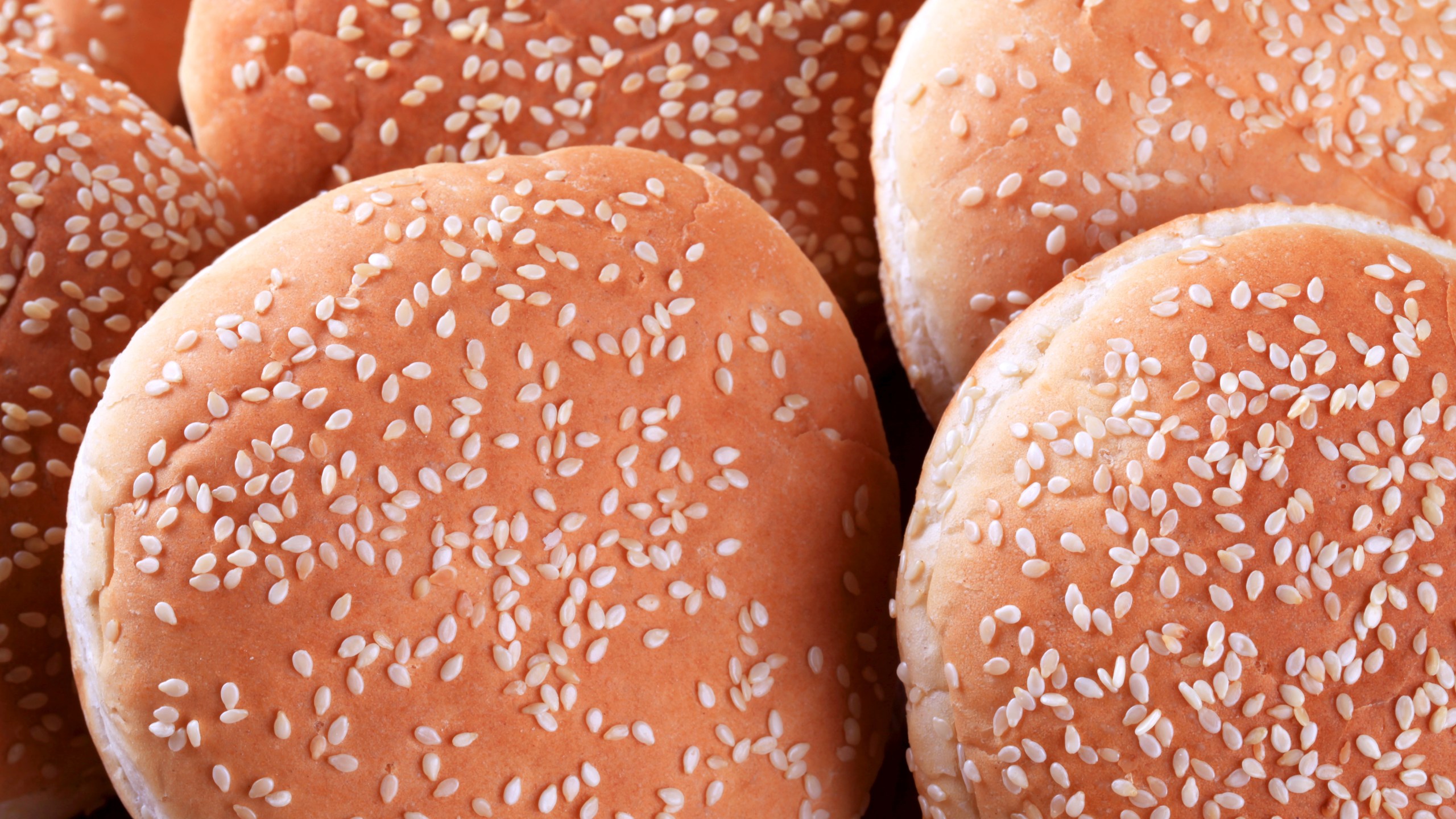 Hamburger buns with sesame seeds on top are seen in this file photo. (Credit: iStock/Getty Images Plus)