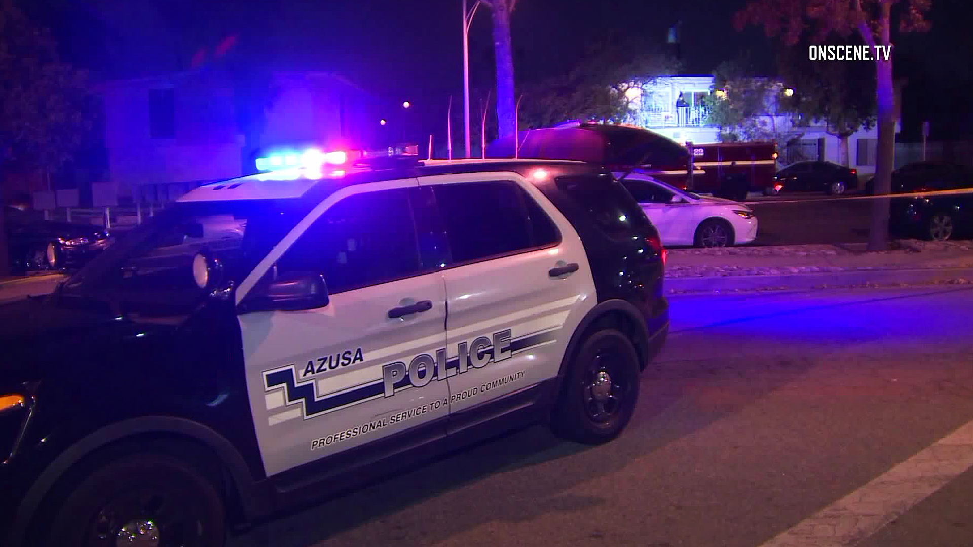 Police investigate a fatal shooting in Azusa on Nov. 21, 2018. (Credit: OnScene.TV)
