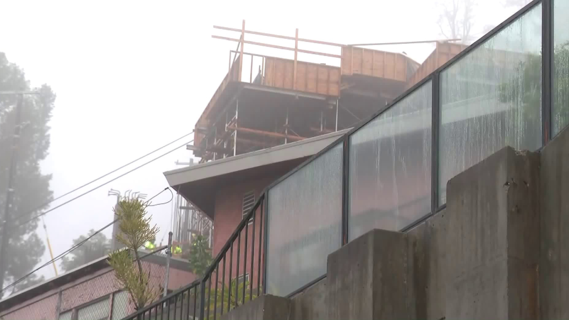 The mud and debris flows happened beneath this home in Hollywood Hills West on Jan. 17, 2019. (Credit: KTLA)