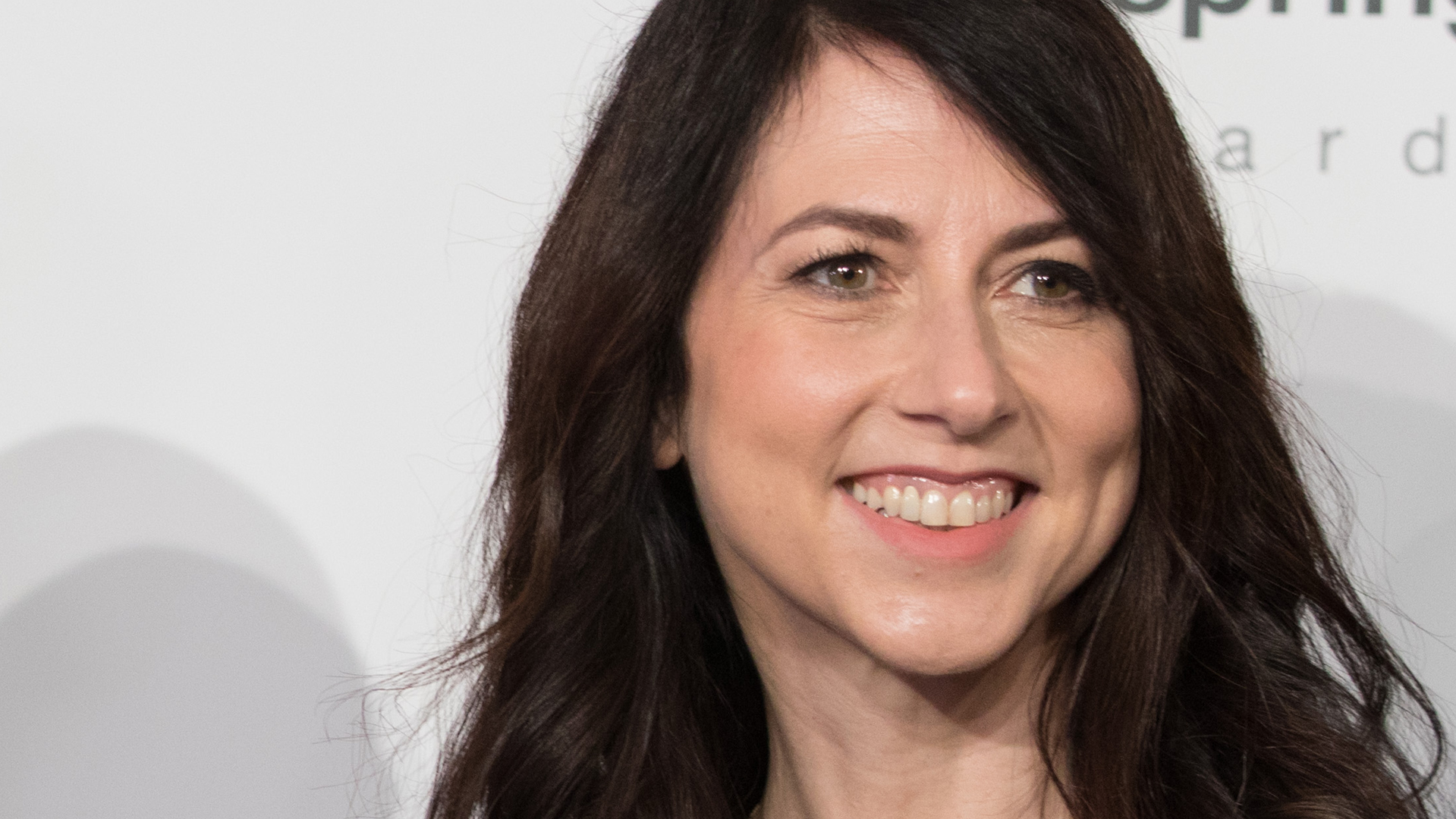 MacKenzie Bezos poses at the headquarters of publisher Axel-Springer on April 24, 2018 in Berlin. (Credit: JORG CARSTENSEN/AFP/Getty Images)