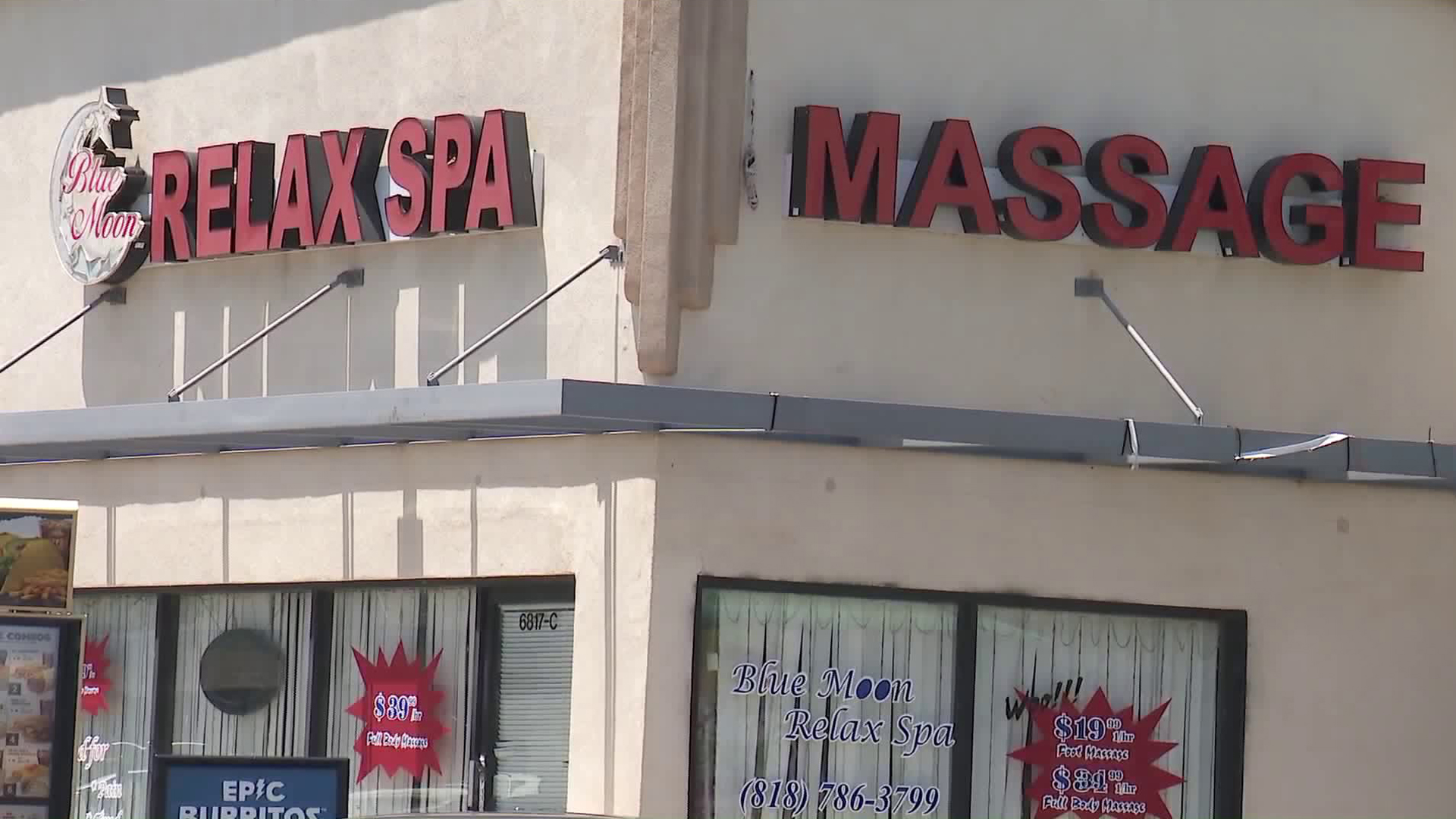 The Blue Moon Relax spa in Van Nuys is seen on May 28, 2019. (Credit: KTLA)