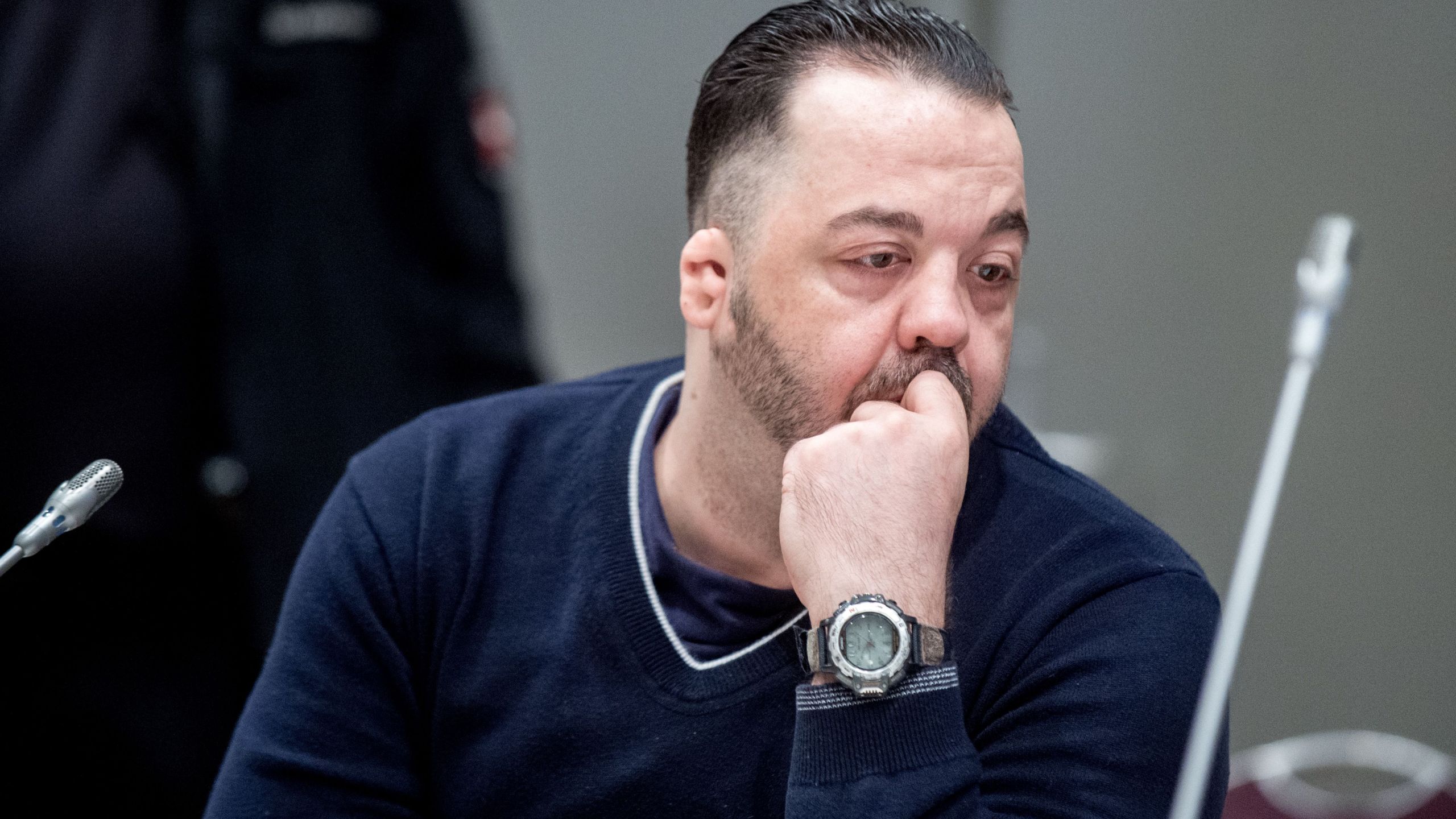 Former nurse Niels Hoegel, accused of killing more than 100 patients in his care, waits at court for his verdict at court in Oldenburg, northern Germany, on June 6, 2019. (Credit: HAUKE-CHRISTIAN DITTRICH/AFP/Getty Images)