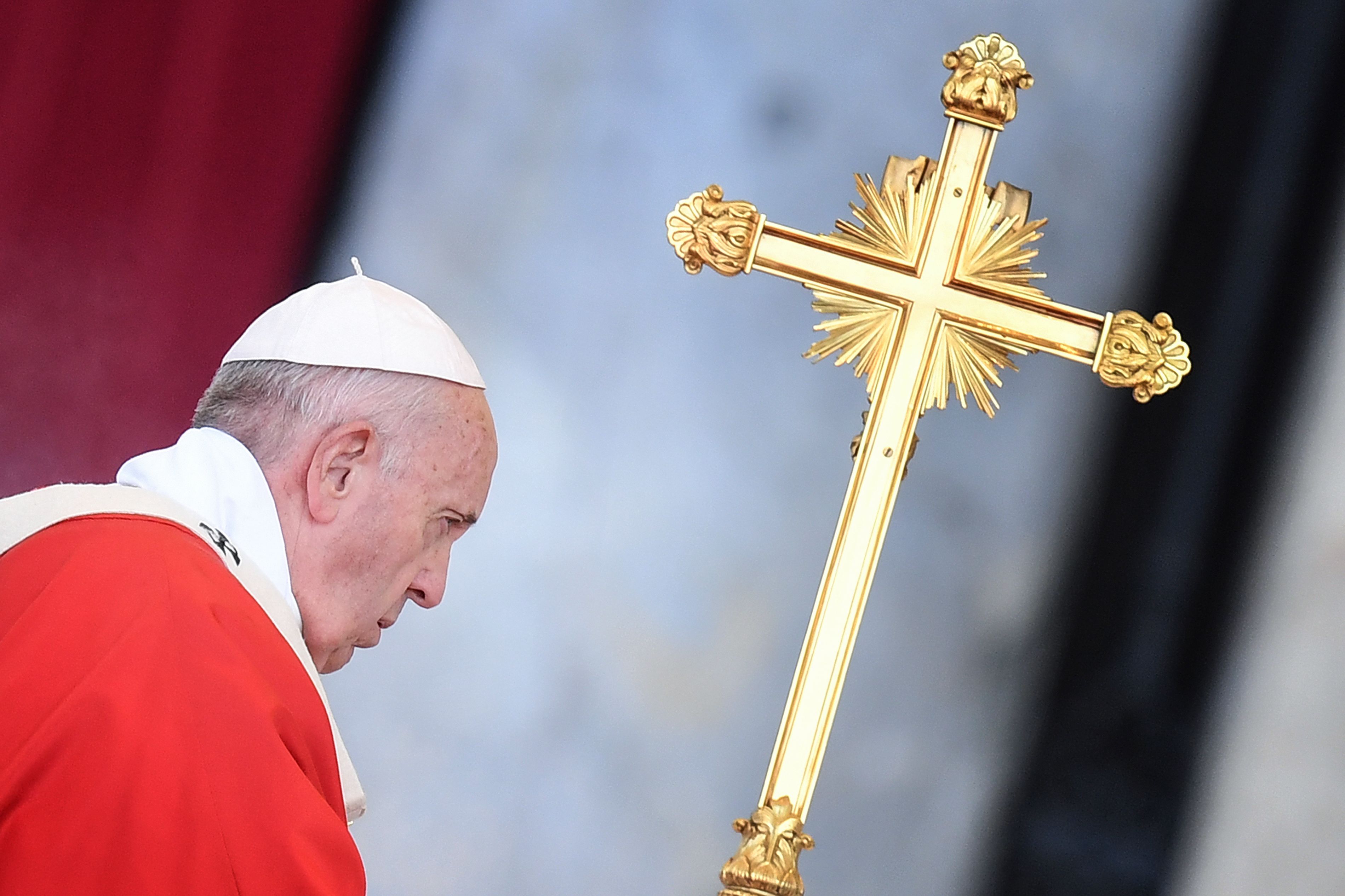Pope Francis celebrates the Pentecost mass-vigil in Saint Peter's square at the Vatican on June 8, 2019. (Credit: Alberto Pizzoli / AFP / Getty Images)
