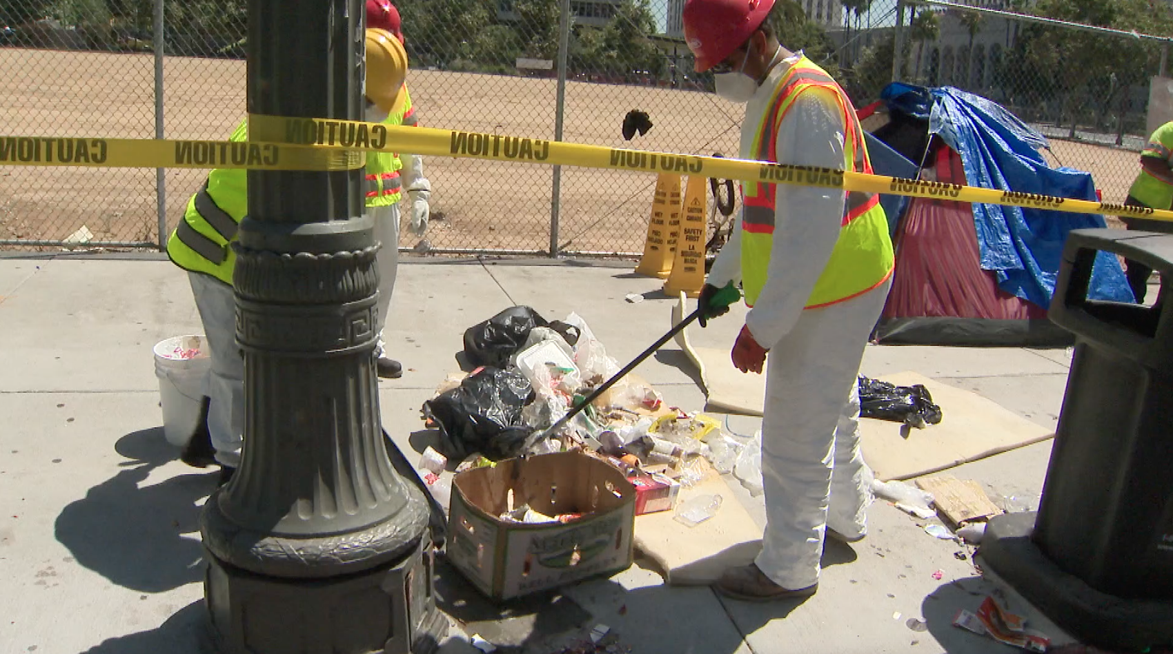 Officials announced a cleanup in downtown Los Angeles on July 1, 2019. (Credit: KTLA)