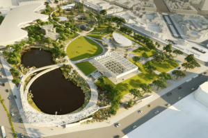 The La Brea Tar Pits released this rendering from Weiss/Manfredi on Aug. 26, 2019.