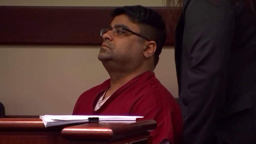 Anurag Chandra appears for his arraignment in a Riverside courtroom on Jan. 23, 2020. (Credit: KTLA)