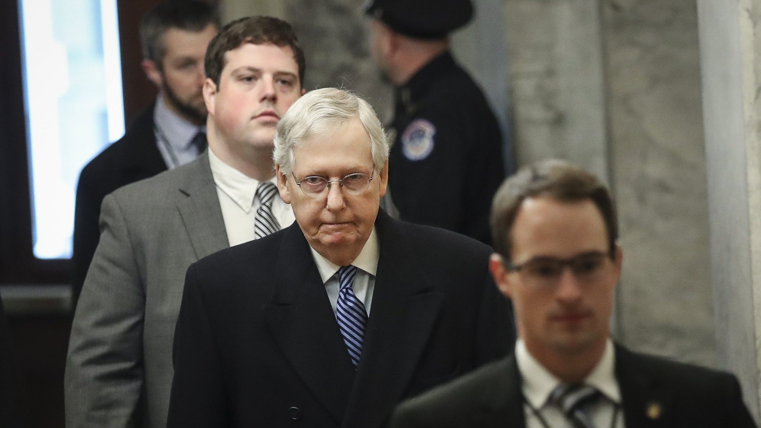 Senate Majority Leader Mitch McConnell (R-KY) arrives at the U.S. Capitol on January 22, 2020 in Washington, DC. (Credit: Drew Angerer/Getty Images)