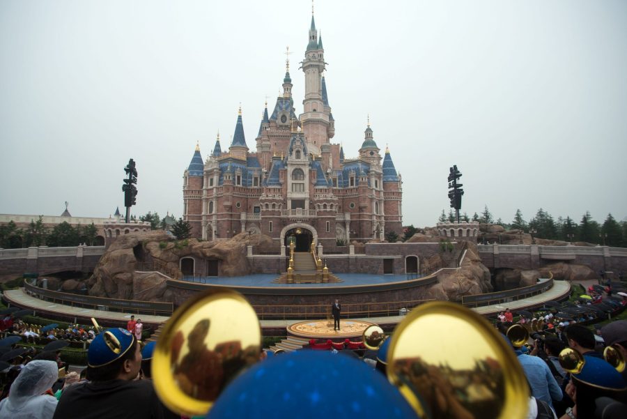Chairman and CEO of Walt Disney Bob Iger (C) delivers a speech in front of the Enchanted Storybook Castle during the opening ceremony of the Shanghai Disney Resort in Shanghai on June 16, 2016. (Credit: JOHANNES EISELE/AFP via Getty Images)