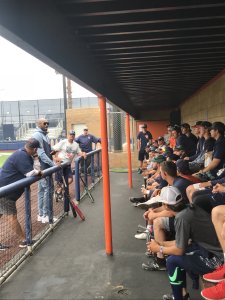 John Altobelli stands alongside Kobe Bryant as he addressed the Orange Coast College baseball team in this undated photo obtained by KTLA.