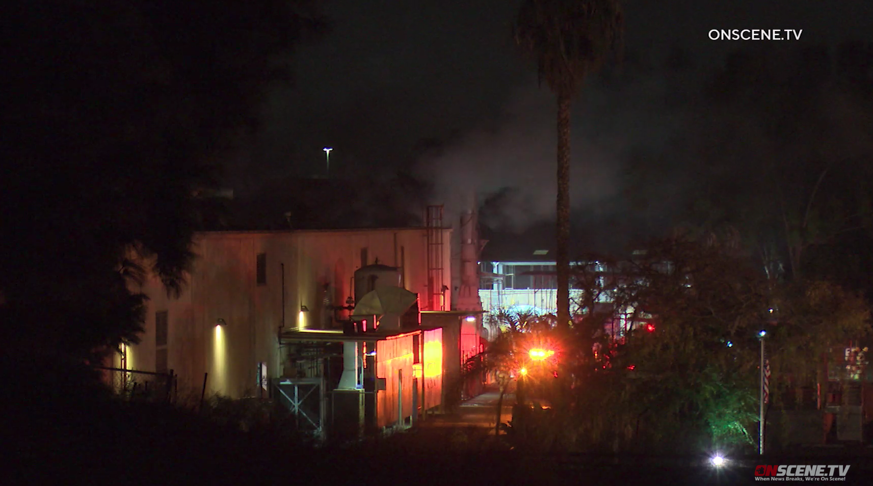A fire at a commercial structure in Brea on Jan. 2, 2020. (Credit: Onscene.TV)