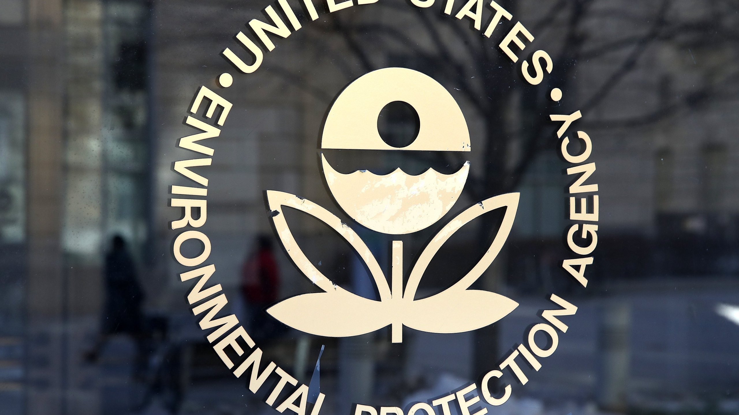The U.S. Environmental Protection Agency's (EPA) logo is displayed on a door at its headquarters on March 16, 2017 in Washington, DC. (Justin Sullivan/Getty Images)