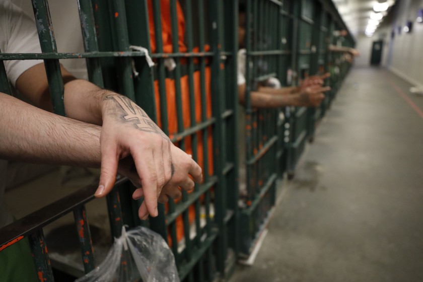 Inmates are seen at a Los Angeles County jail in this undated photo. (Al Seib / Los Angeles Times)