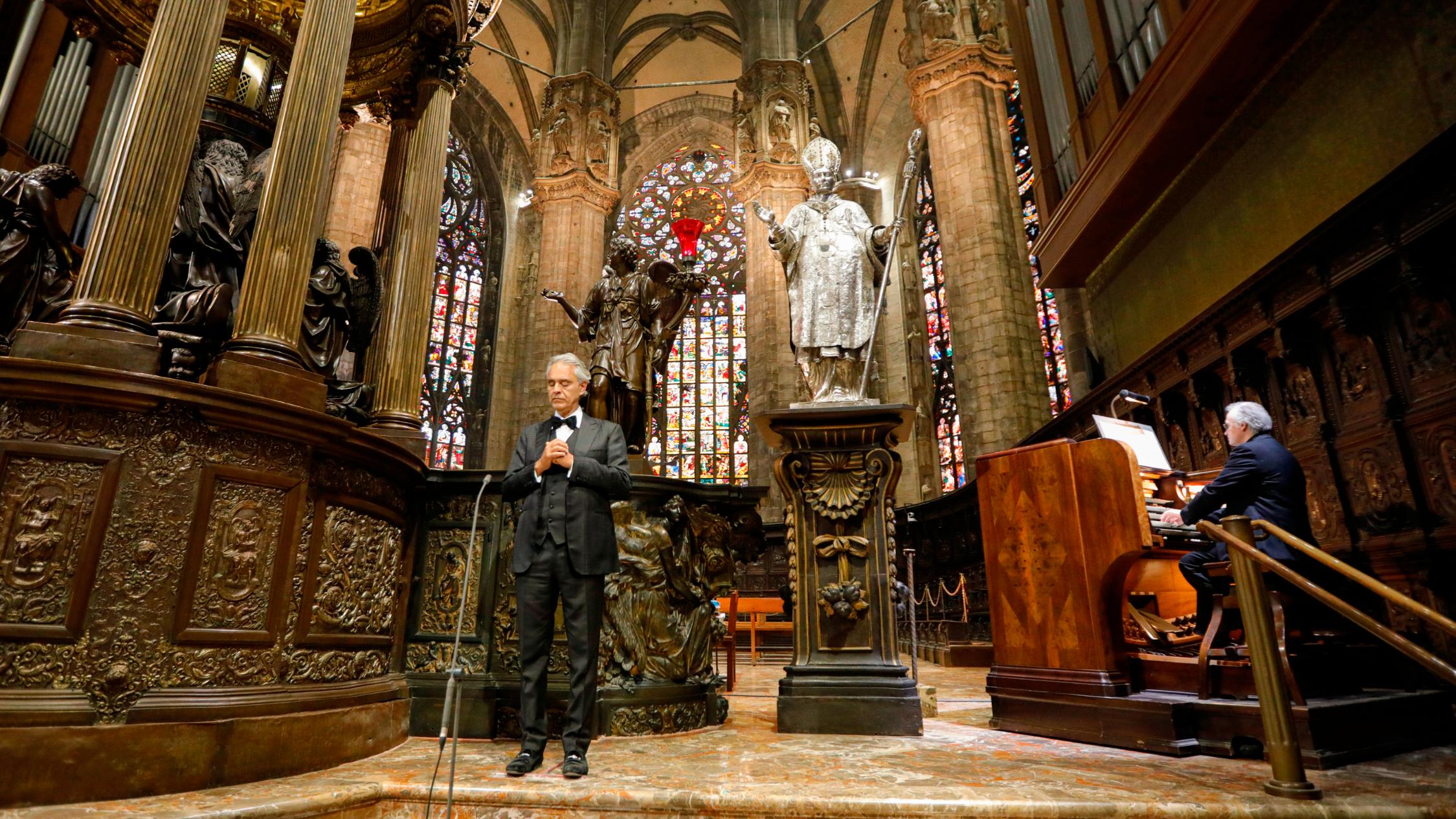 The cathedral is closed to the public because of the coronavirus pandemic. (Luca Rossetti/Sugar Srl, Decca Records/AP)