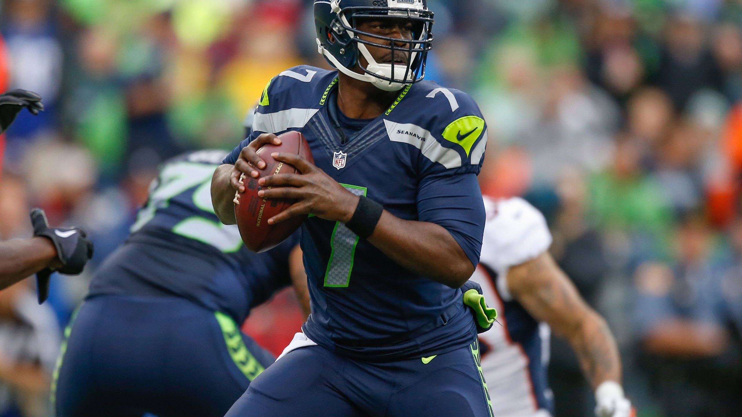 Former quarterback Tarvaris Jackson of the Seattle Seahawks was killed Sunday. (Otto Greule Jr/Getty Images North America/Getty Images)