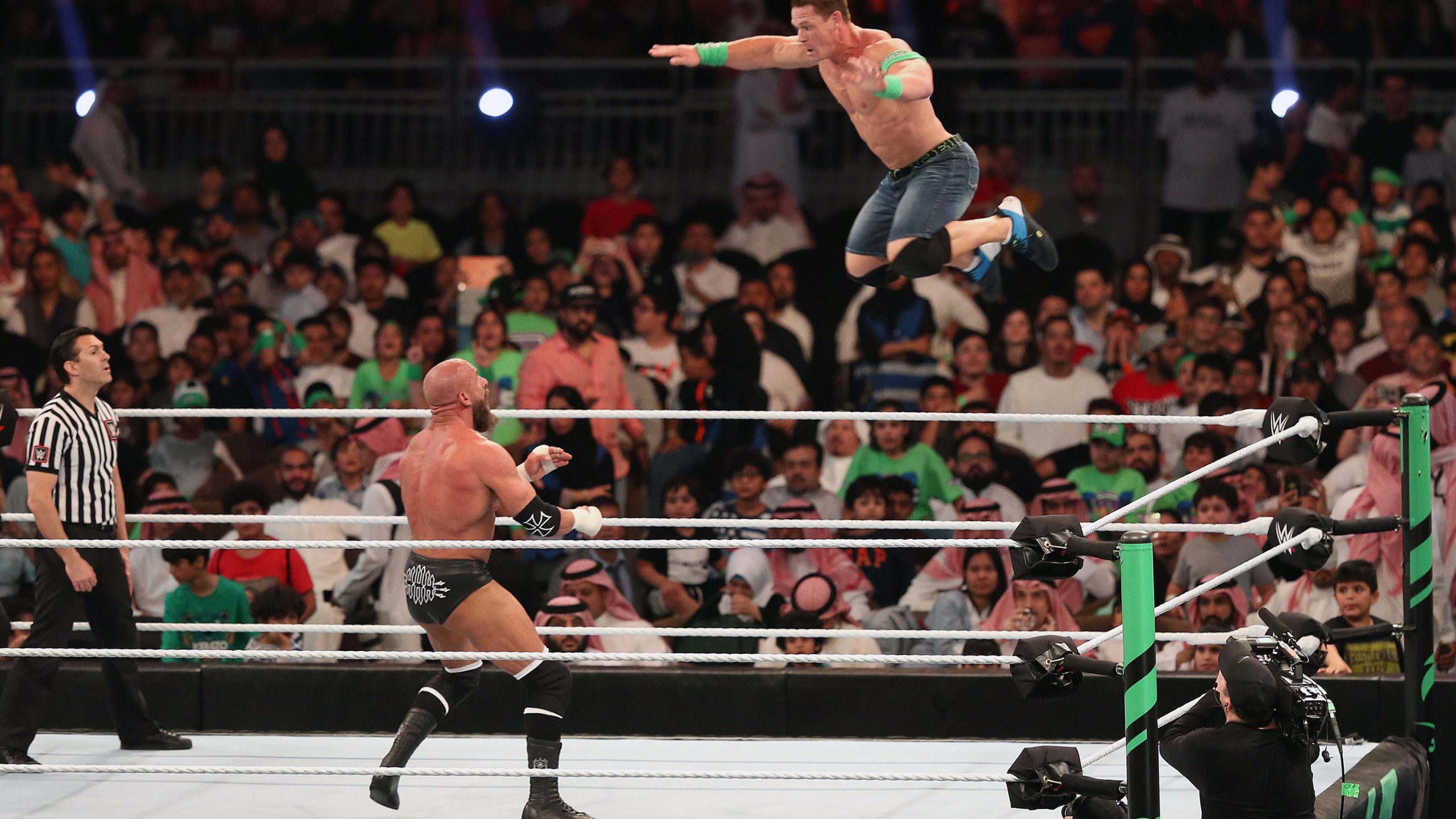 World Wrestling Entertainment resumed live televised shows on Monday after weeks of taped matches, including their biggest event of the year, WrestleMania. (Stringer/AFP/Getty Images via CNN Wire)