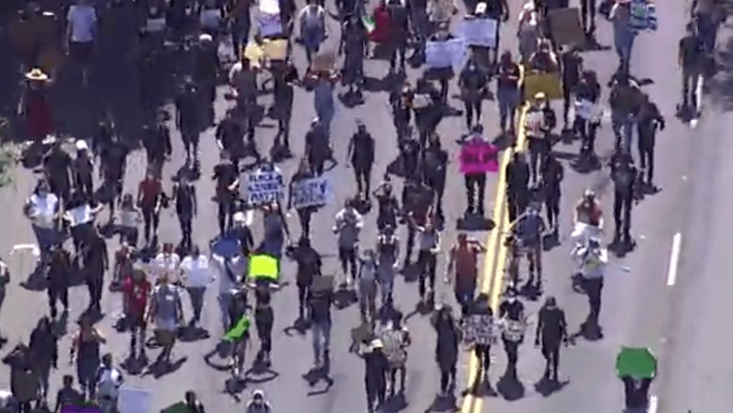 Marchers take over the streets of San Jose on May 29, 2020, in protest over the death of George Floyd in police custody. (CNN)