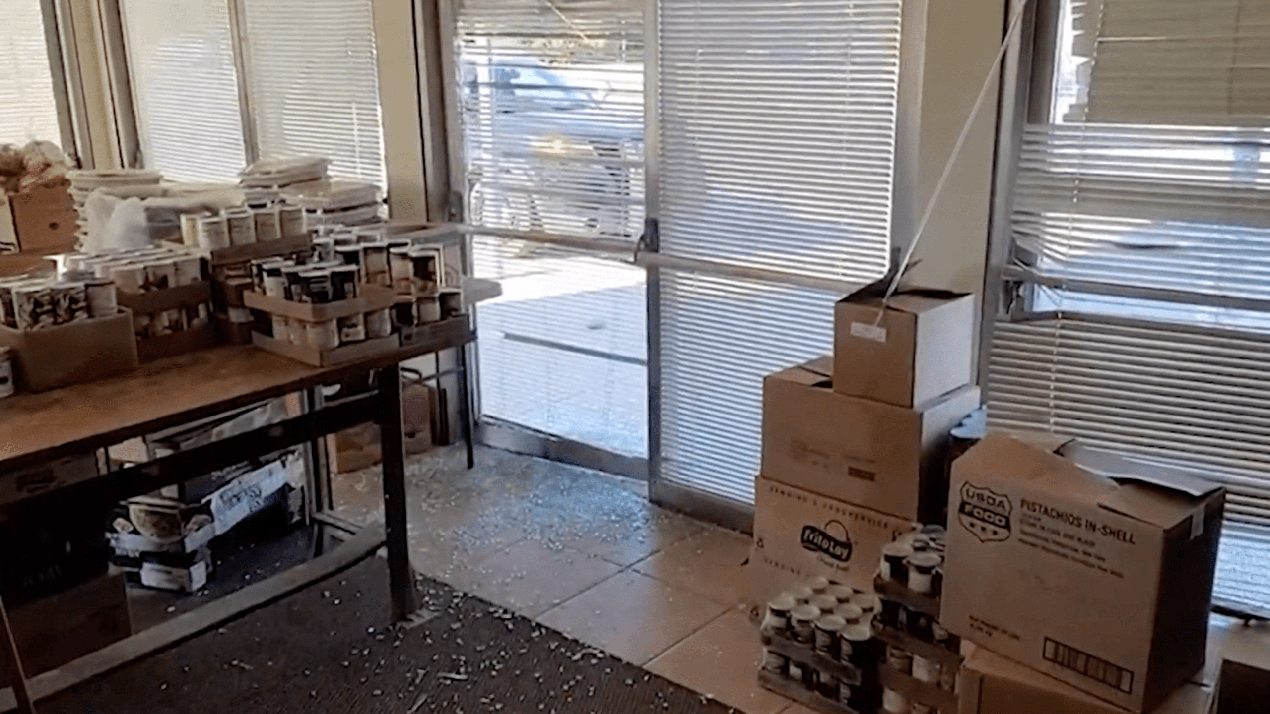 Shattered glass seen at The Church of Christ in Baldwin Park after a break-in on Nov. 29, 2020. ( Church of Christ)