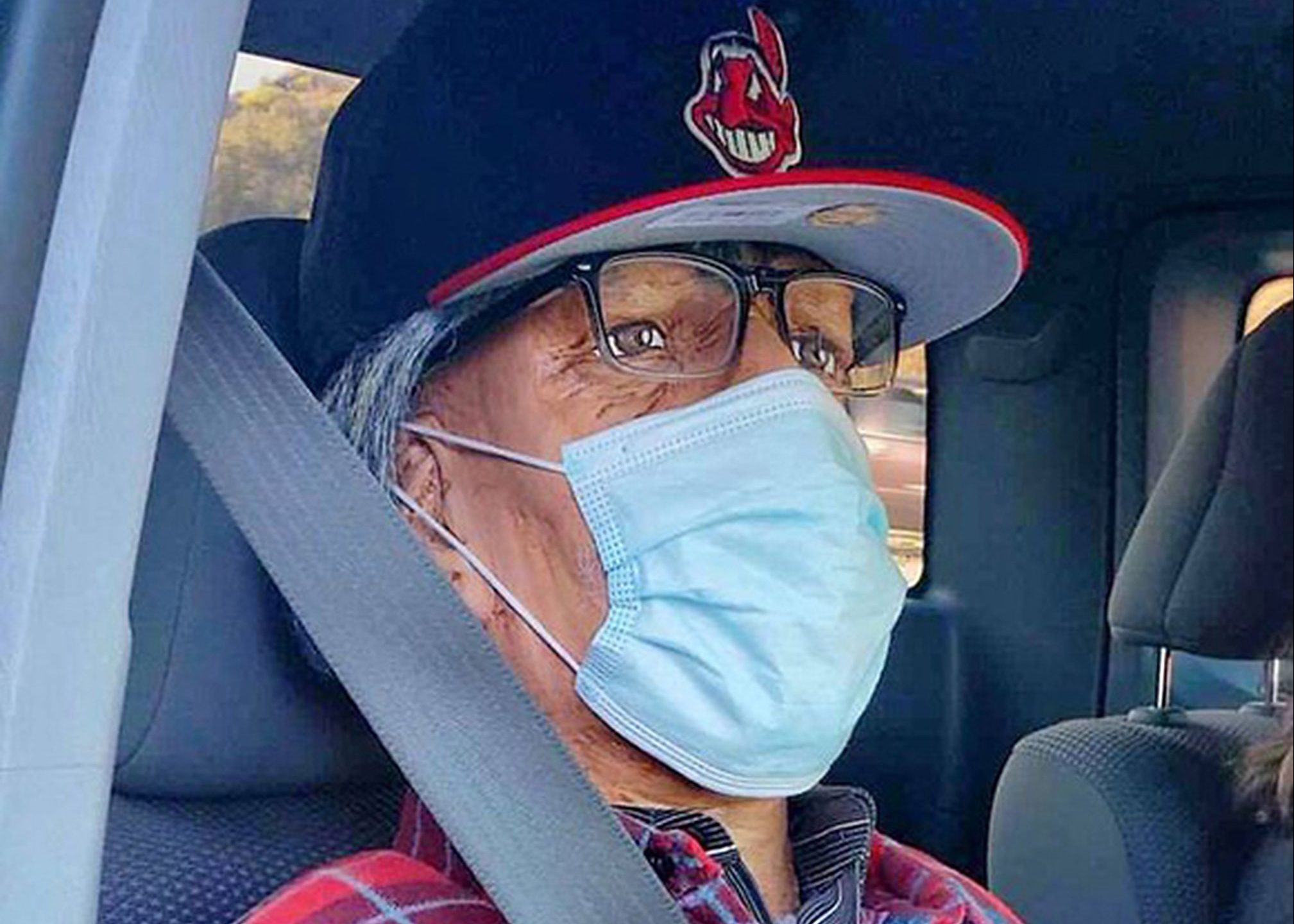 This photo provided by the California Highway Patrol, West Valley, shows a mannequin in the passenger seat of the driver's Toyota Tacoma when he was pulled over on Feb. 19, 2021 in Glendora, Calif. (California Highway Patrol via AP )