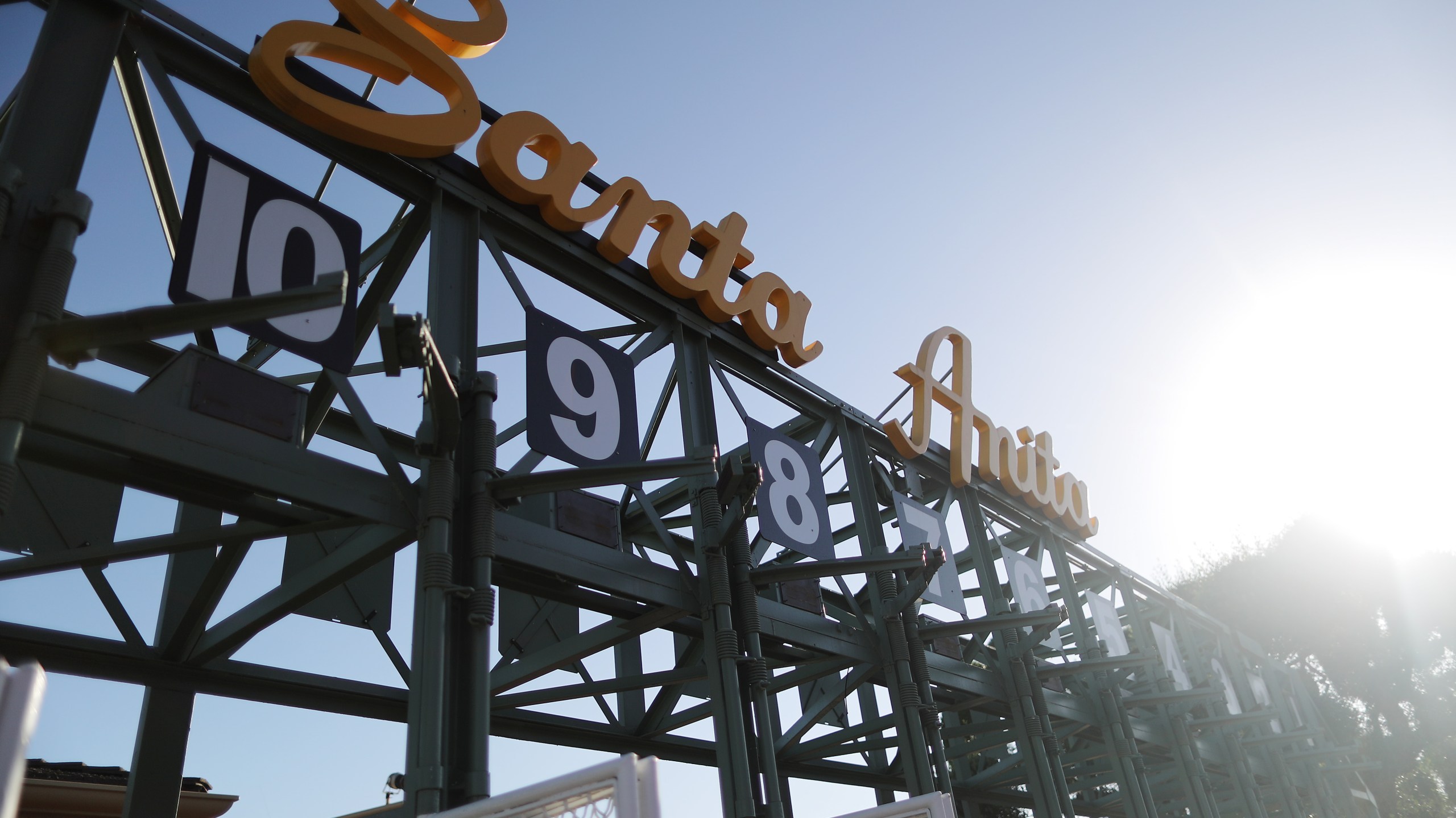A starting gate stands outside the track on the final day of the winter/spring horse racing season at Santa Anita Park on June 23, 2019 in Arcadia, California. (Mario Tama/Getty Images)