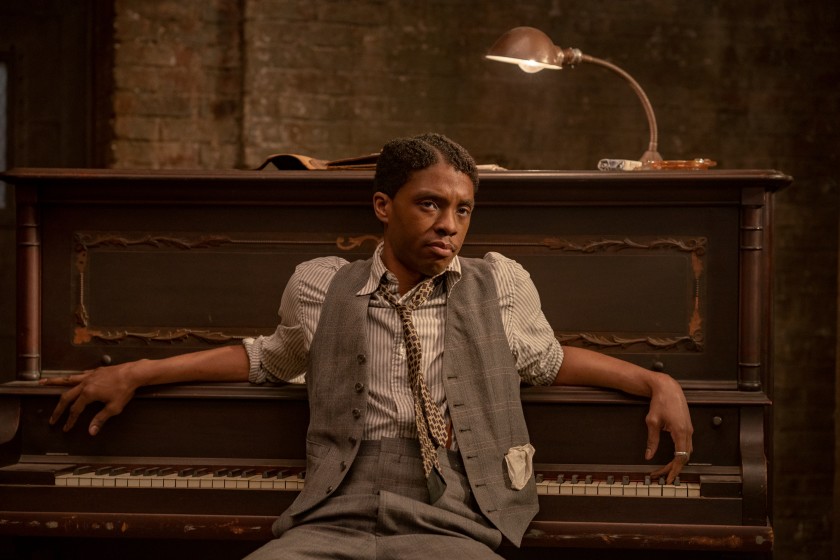Chadwick Boseman plays Levee in the 2020 Netflix film “Ma Rainey’s Black Bottom.” (David Lee/Netflix via Los Angeles Times)