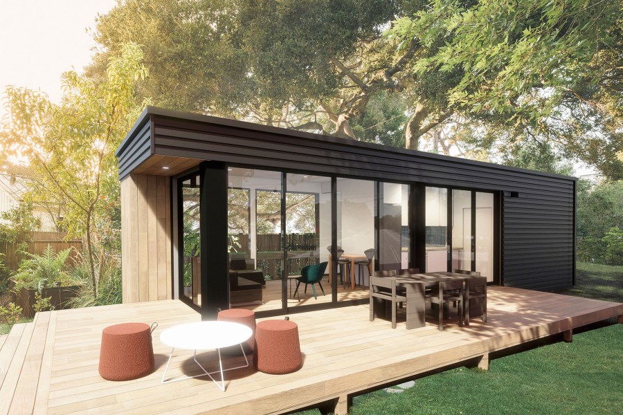 This rendering shows one of two pre-approved modular designs by Connect Homes in the Standard Plan Program. (Courtesy Los Angeles Department of Building and Safety)