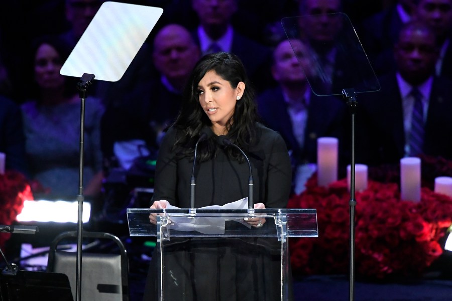 Vanessa Bryant speaks during The Celebration of Life for Kobe & Gianna Bryant at Staples Center on Feb. 24, 2020, in Los Angeles, California. (Kevork Djansezian/Getty Images)