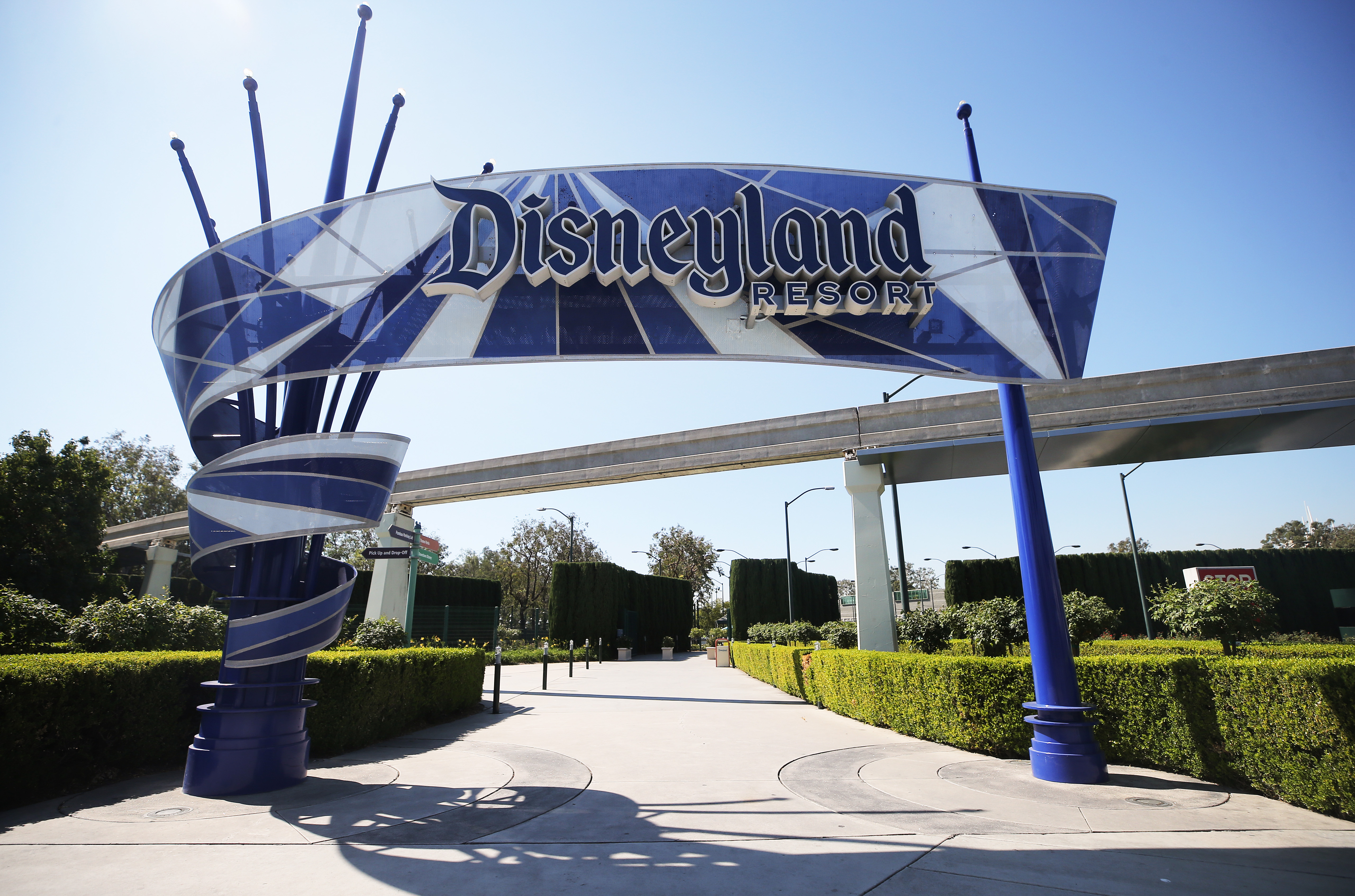 An entrance area to Disneyland stands empty on Sept. 30, 2020 in Anaheim. (Mario Tama/Getty Images)