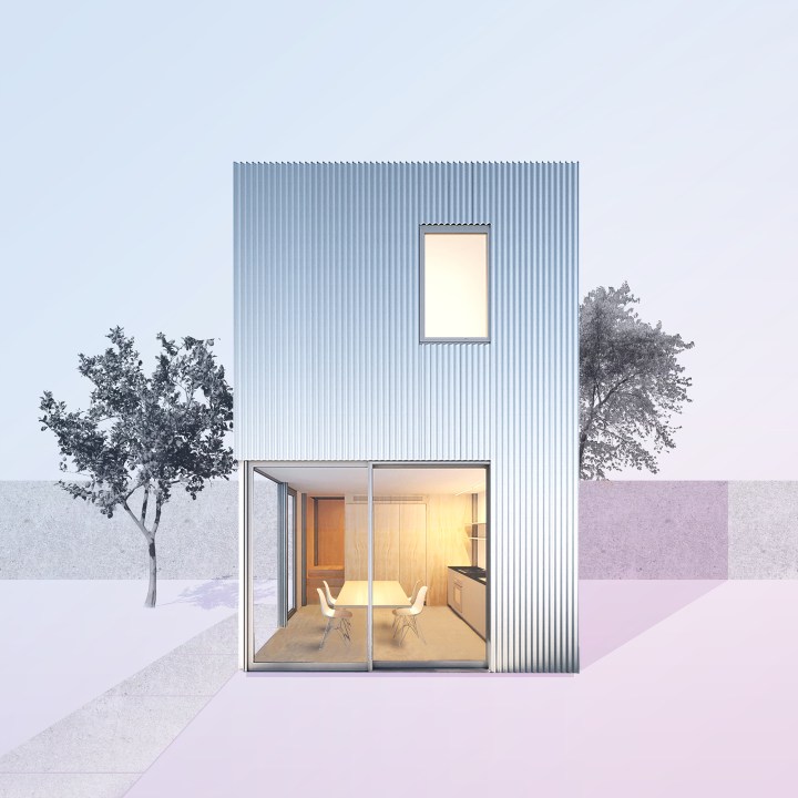 This rendering shows a two-story ADU design by Taalman Architecture/IT HOUSE INC.(Courtesy Los Angeles Department of Building and Safety)