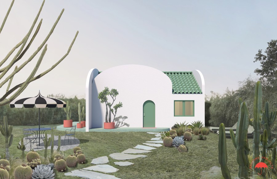 This rendering shows an exterior view of “The Breadbox,” an ADU Standard Plan design by WELCOMEPROJECTS.(Courtesy Los Angeles Department of Building and Safety)