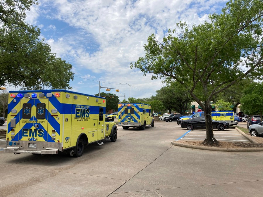 Emergency personnel work at the scene of a fatal shooting, April 18, 2021, in Austin, Texas. (AP Photo/Jim Vertuno)