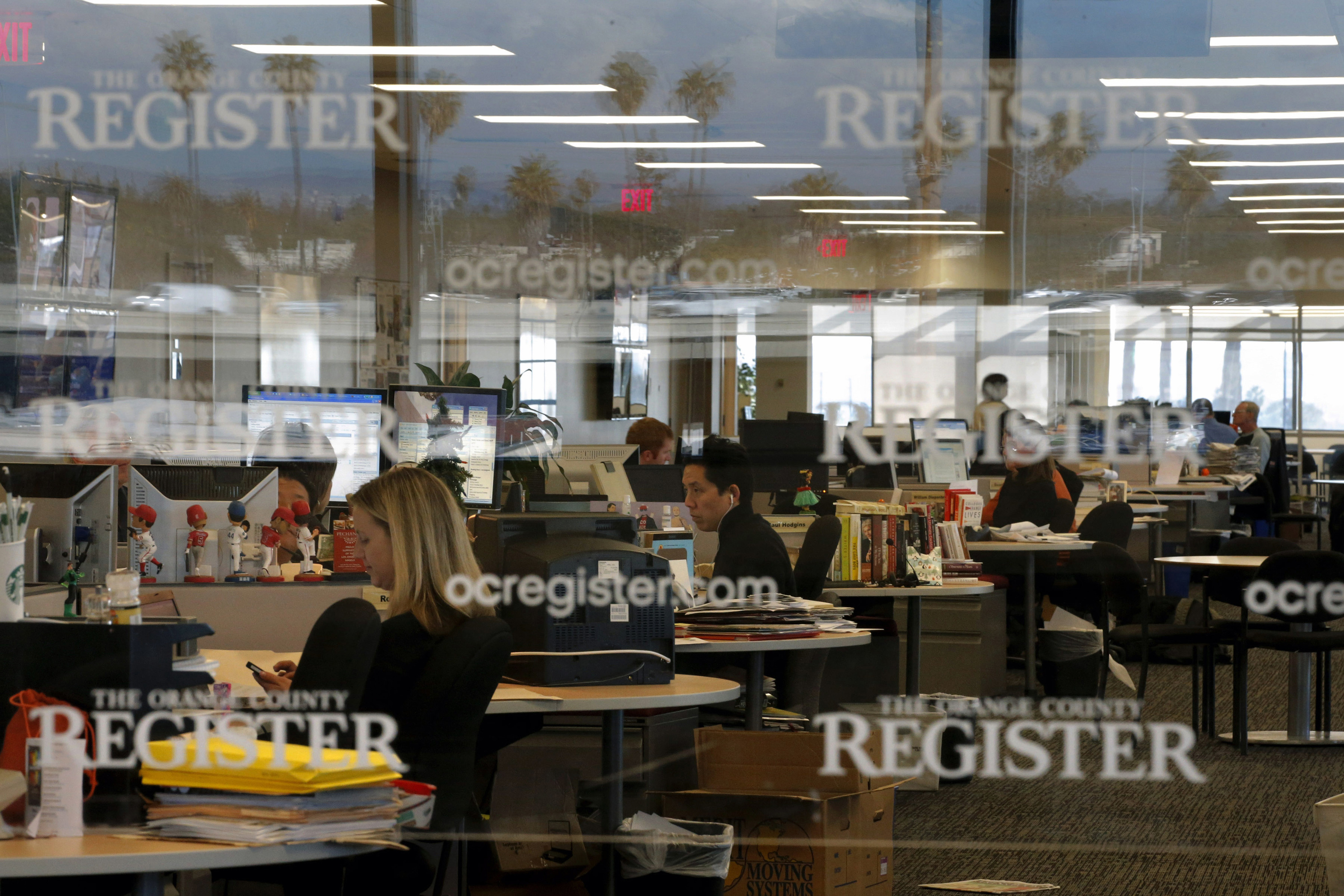 This Dec. 27, 2012 file photo shows the newsroom of the Orange County Register in Santa Ana, Calif. (AP Photo/Jae C. Hong, File)