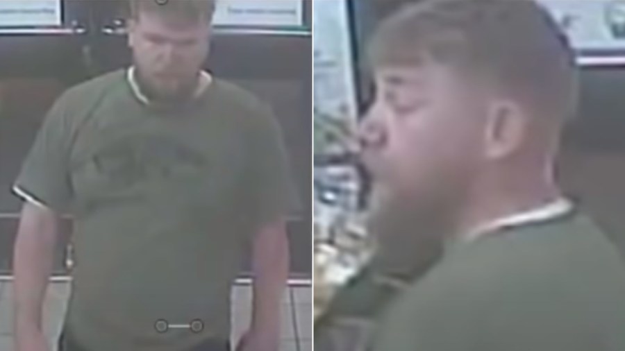 A man accused in a hate crime investigation involving an assault on an Asian woman in Culver City is in seen surveillance video captured June 14, 2021, and released July 2, 2021, by the Culver City Police Department.