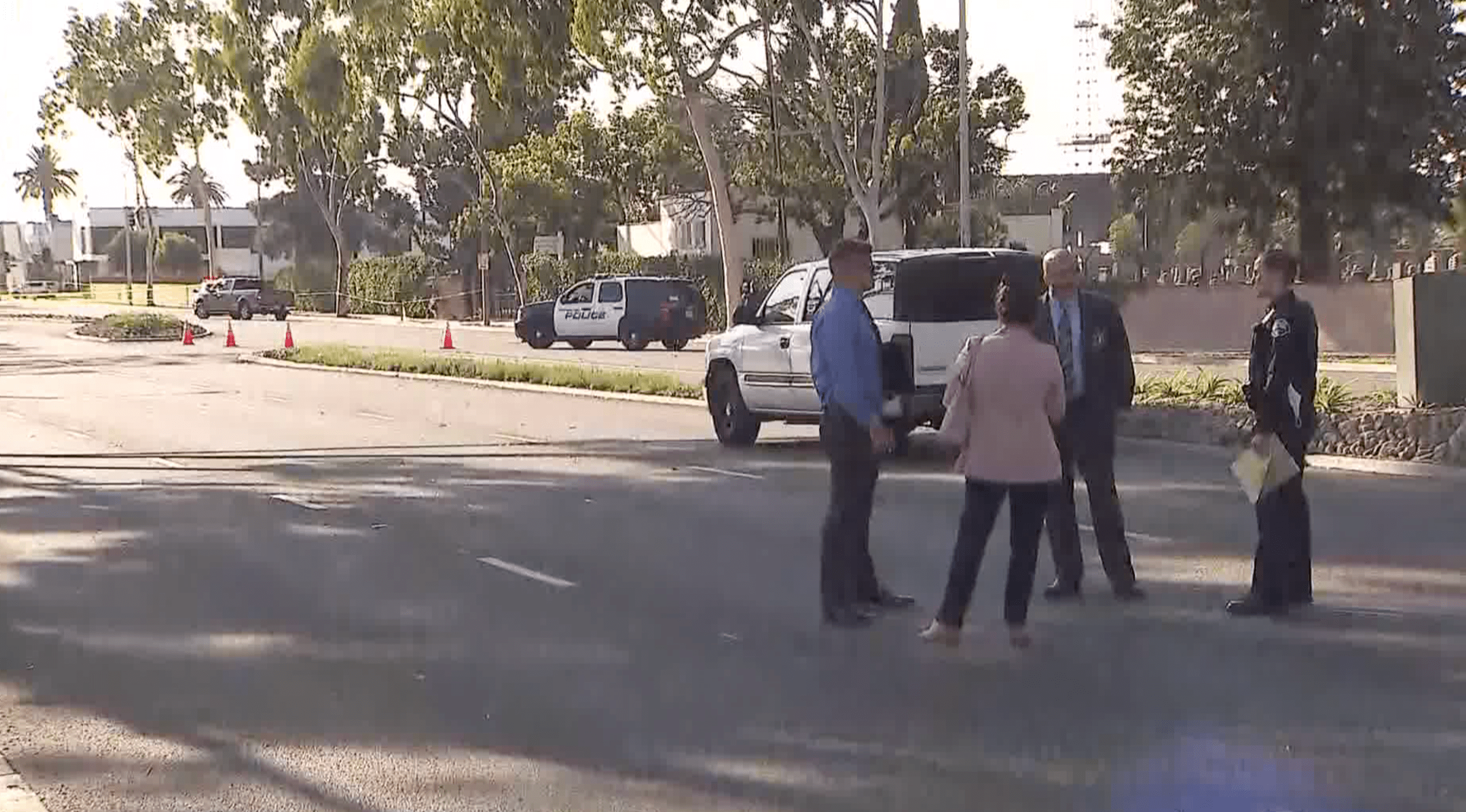 Authorities respond to investigate a deadly police shooting in Signal Hill on Sept. 20, 2021. (KTLA)