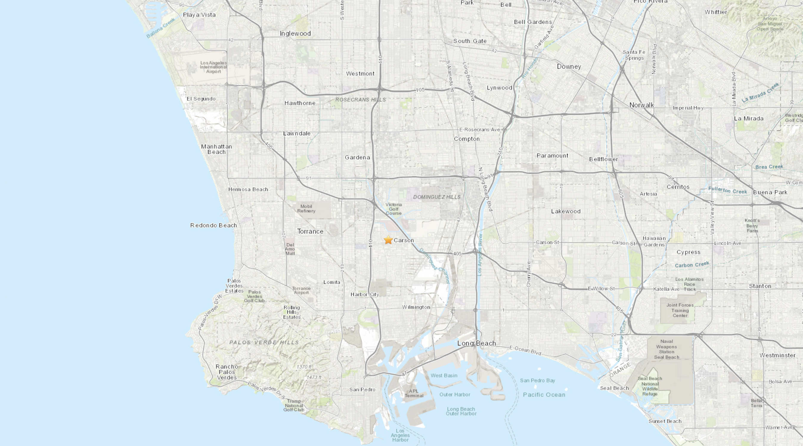 The epicenter of a 2.7 magnitude quake that shook the Carson area on Sept. 23, 2021, is seen in a map provided by the U.S. Geological Survey.