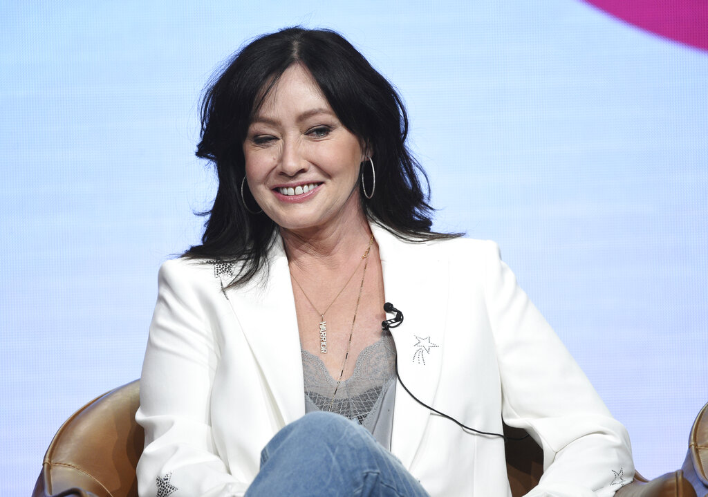 Shannen Doherty participates in Fox's "BH90210" panel at the Television Critics Association Summer Press Tour on Aug. 7, 2019, in Beverly Hills, Calif. (Chris Pizzello/Invision/AP, File)