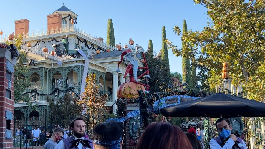 A view of Disneyland's Haunted Mansion Holiday on Nov. 13, 2021. (KTLA)