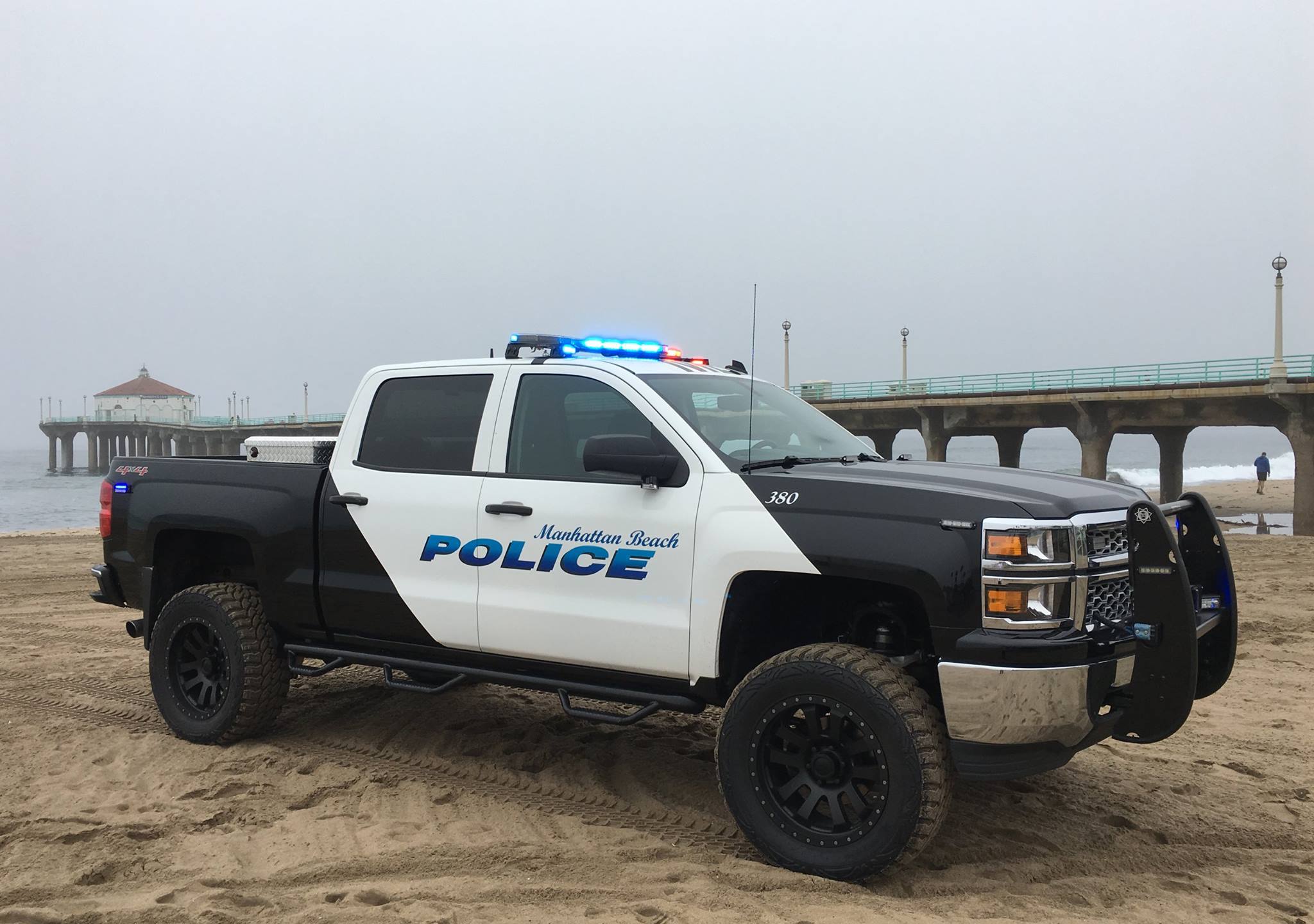 A Manhattan Beach Police Department vehicle is seen in an undated photo shared by the department.