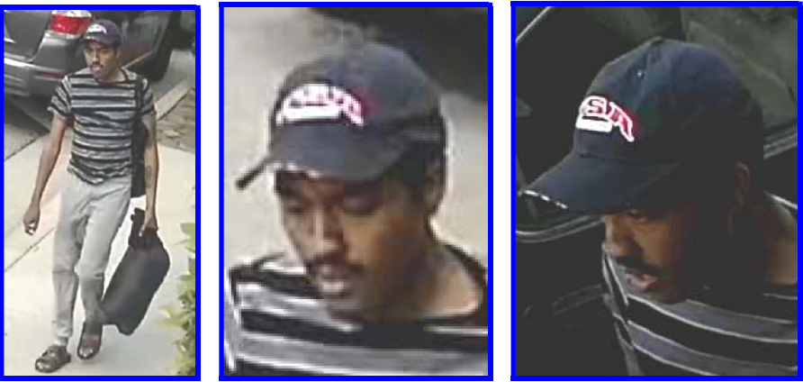 Photos of a man wanted in connection with assaulting two women is shown in photos released by the LAPD on Feb. 16, 2022.