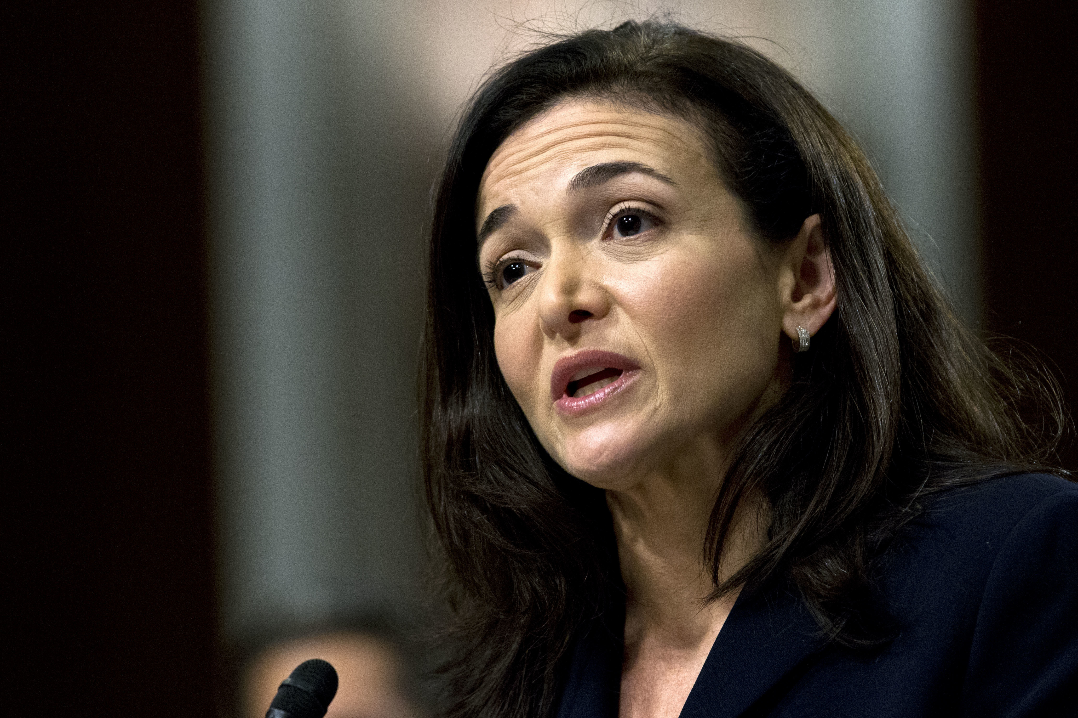 In this Sept. 5, 2018, file photo, Facebook COO Sheryl Sandberg testifies before the Senate Intelligence Committee hearing on Capitol Hill in Washington. (Jose Luis Magana/Associated Press)