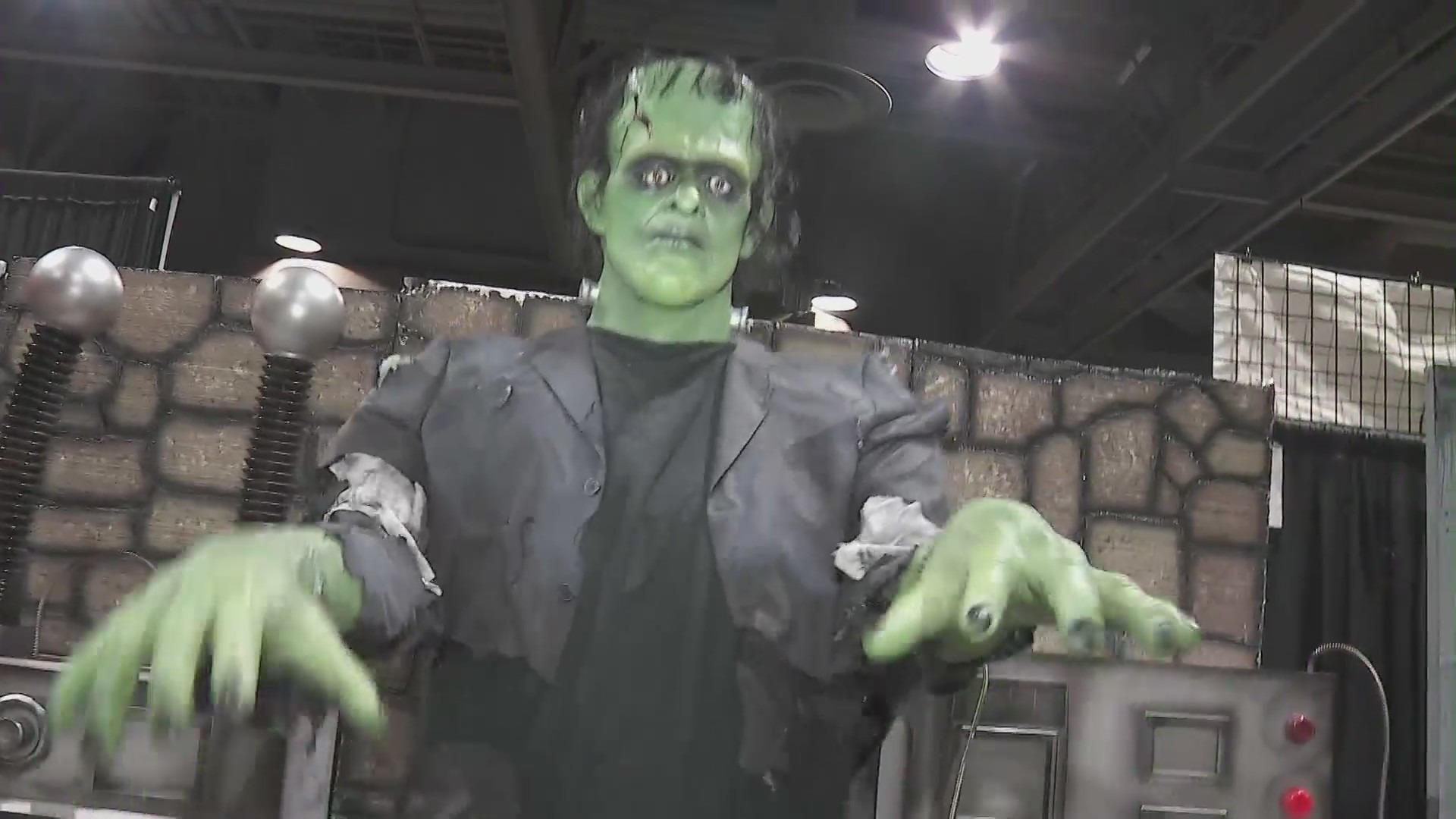 Frankenstein's monster was among the sights and frights that met attendees at Midsummer Scream on July 31, 2022. (KTLA)