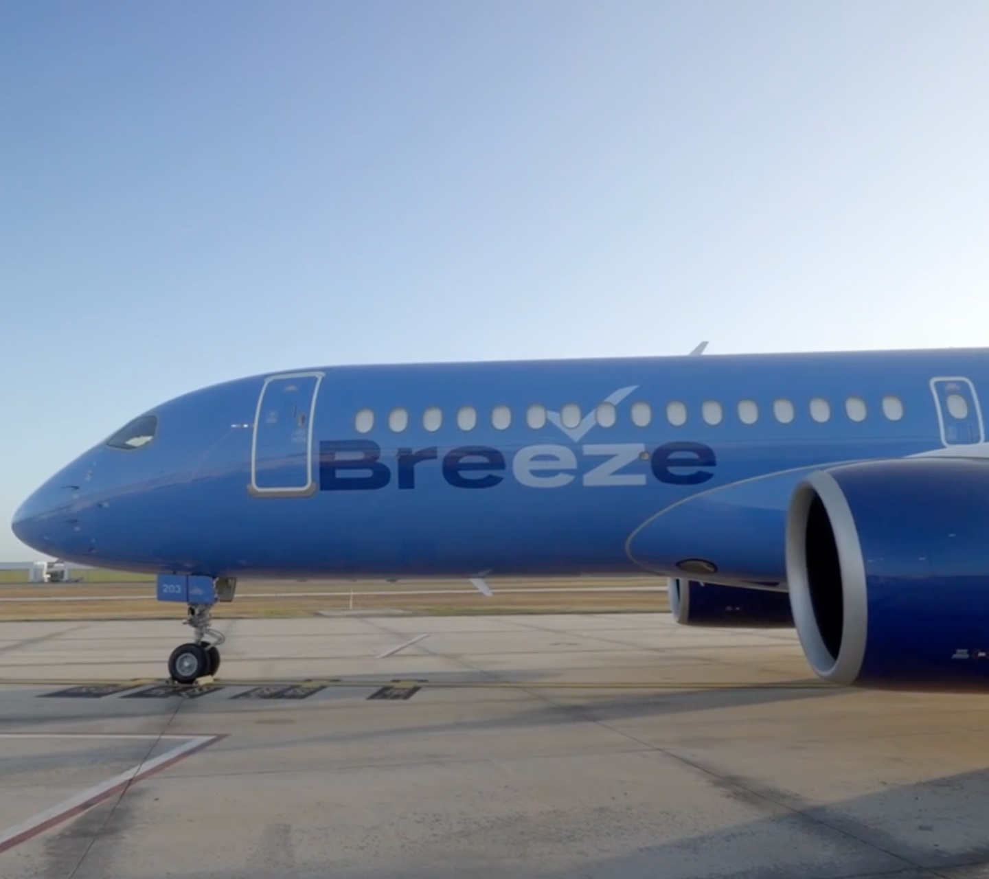 A Breeze Airways plane is seen in an undated photo provided by the company