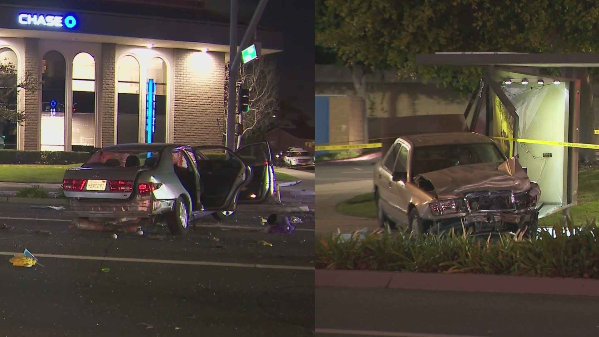 Five people were hospitalized after a hit-and-run crash in Seal Beach on Feb. 11, 2023. (KTLA)