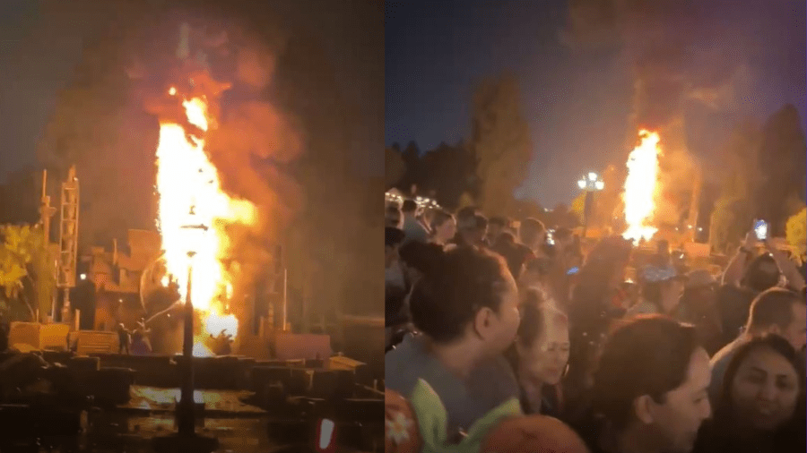 A massive fire broke out during a nighttime Fantasmic! show at Disneyland Park on April 22, 2023. (Citizen)