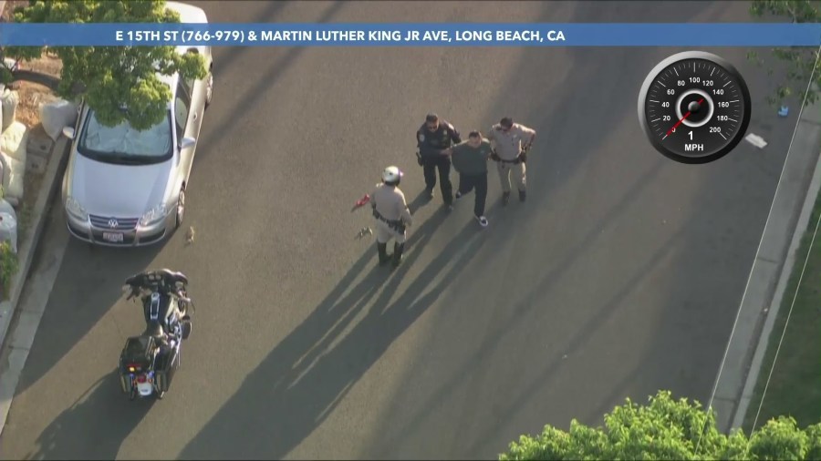 A man wanted for reckless driving was arrested following a high-speed pursuit through Los Angeles County on June 13, 2023. (KTLA)
